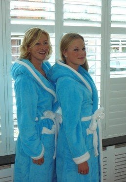 badjas kind Aqua met capuchon