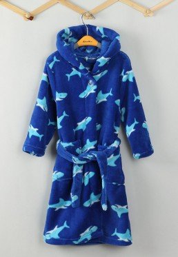 badjas kind Haai fleece met capuchon