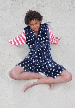 badjas kind USA fleece met sjaalkraag