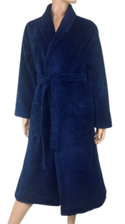 Hotel badjas velvet katoen/fleece marineblauw