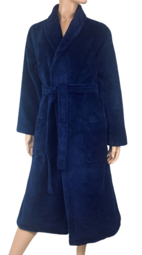 Hotel badjas velvet katoen/fleece marineblauw
