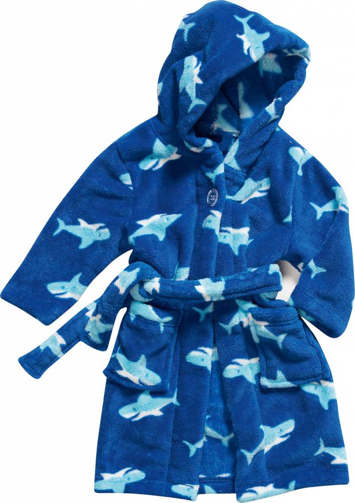 badjas kind Haai fleece met capuchon