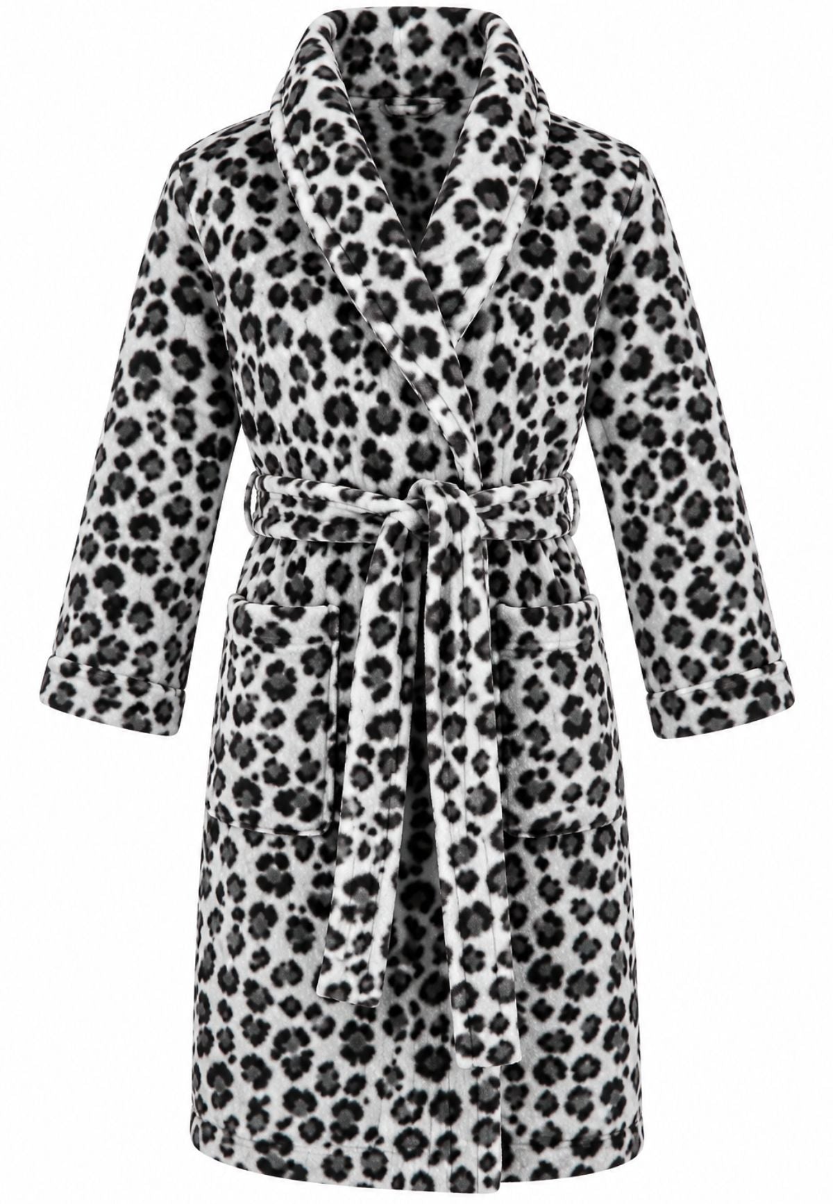 Kinderbadjas luipaard zwart wit - fleece