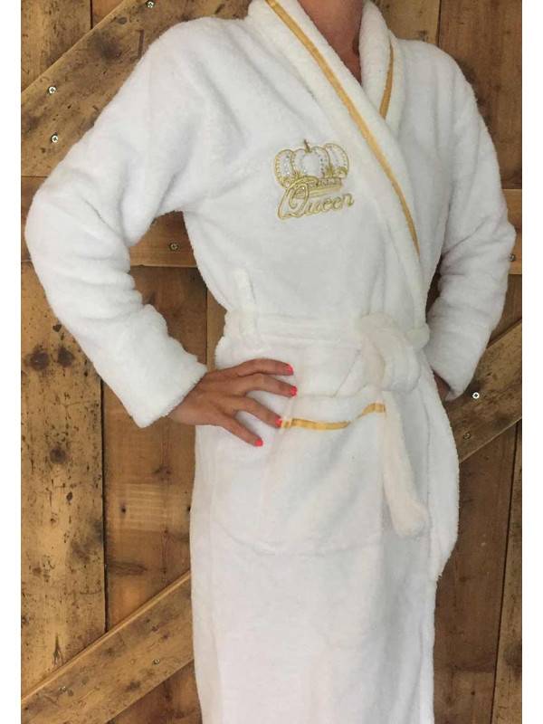 Badjas dames Queen katoen met sjaalkraag