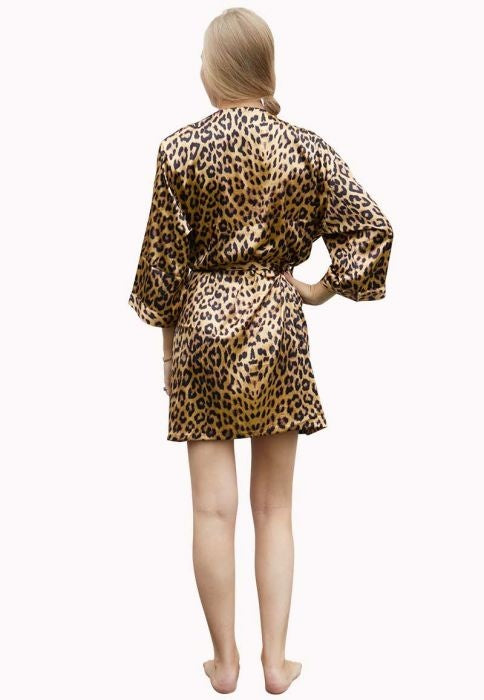 Satijnen dames kimono panter