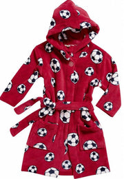 badjas kind Voetbal rood fleece met capuchon