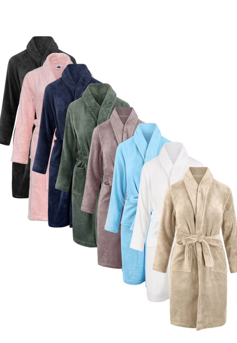 Taupe grijze fleece kinderbadjas met naam borduren
