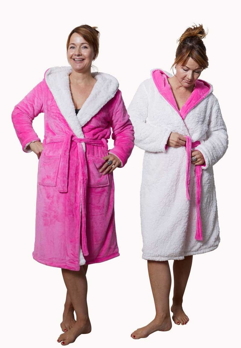 Capcuhon badjas sherpa - roze