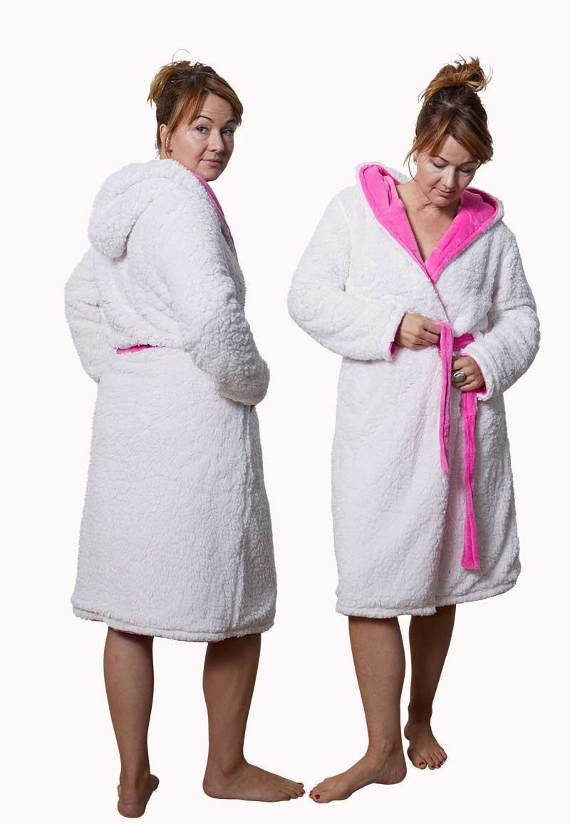Capcuhon badjas sherpa - roze