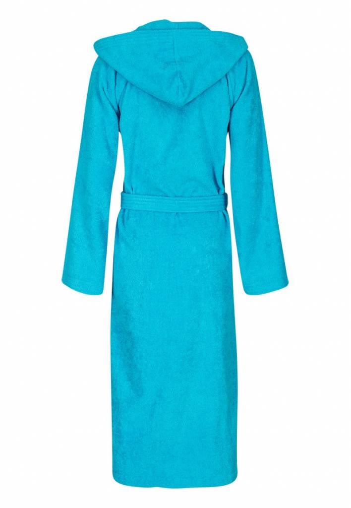Unisex Badrock badjas aquablauw met capuchon – badstof sauna badjas