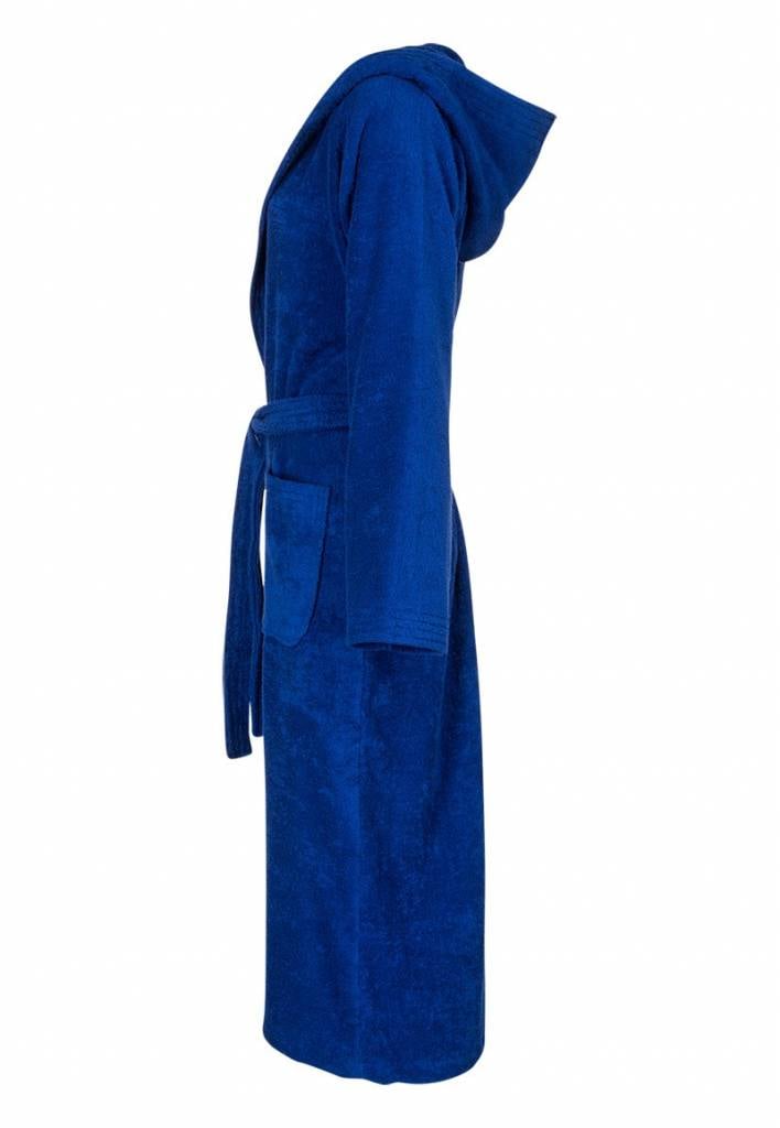 Unisex Badrock badjas kobaltblauw met capuchon – badstof sauna badjas