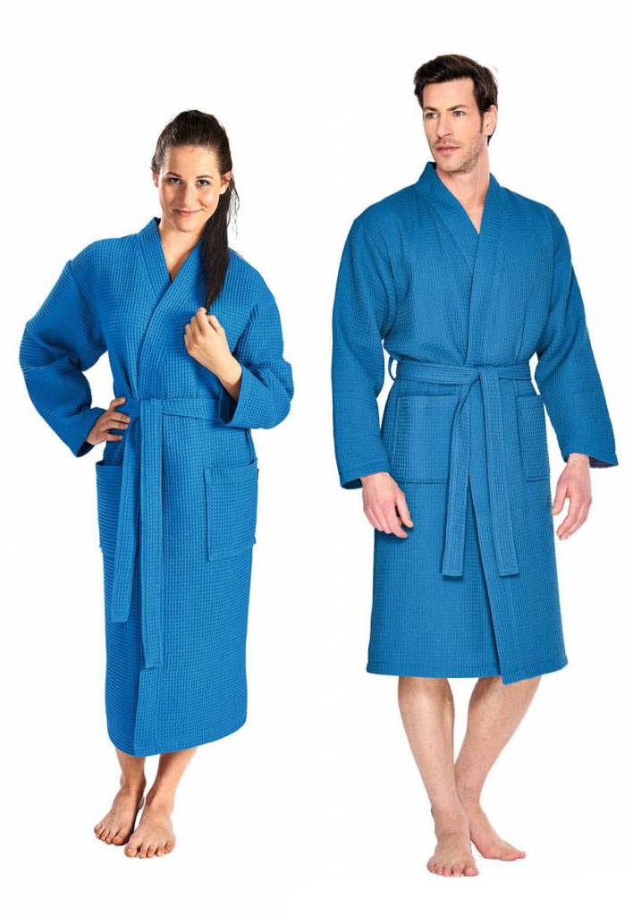 Kobaltblauwe katoenen kimono badjas van Badrock – ademend & comfortabel