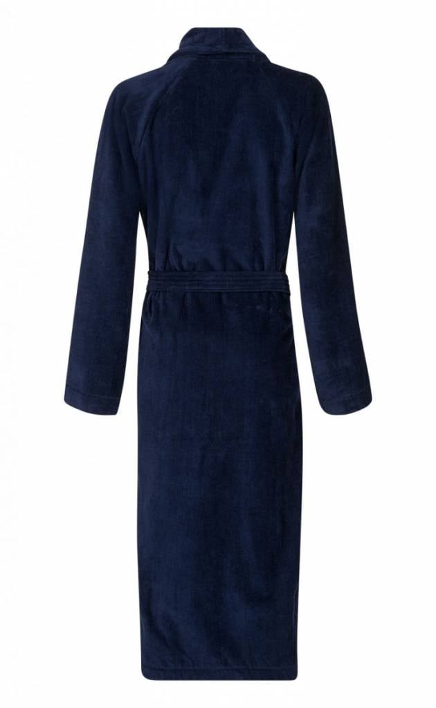 badjas unisex marineblauw katoen met sjaalkraag