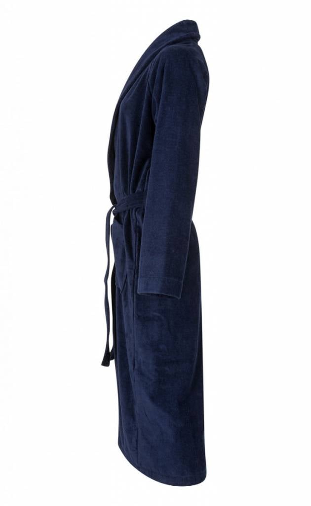 badjas unisex marineblauw katoen met sjaalkraag