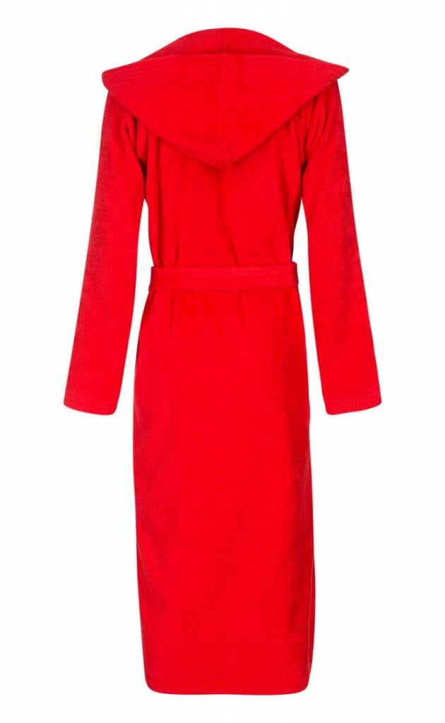 badjas unisex rood katoen met capuchon