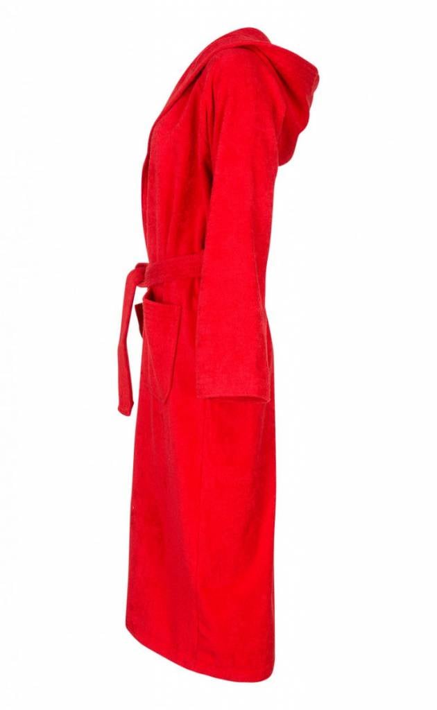 badjas unisex rood katoen met capuchon