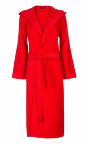 badjas unisex rood katoen met capuchon