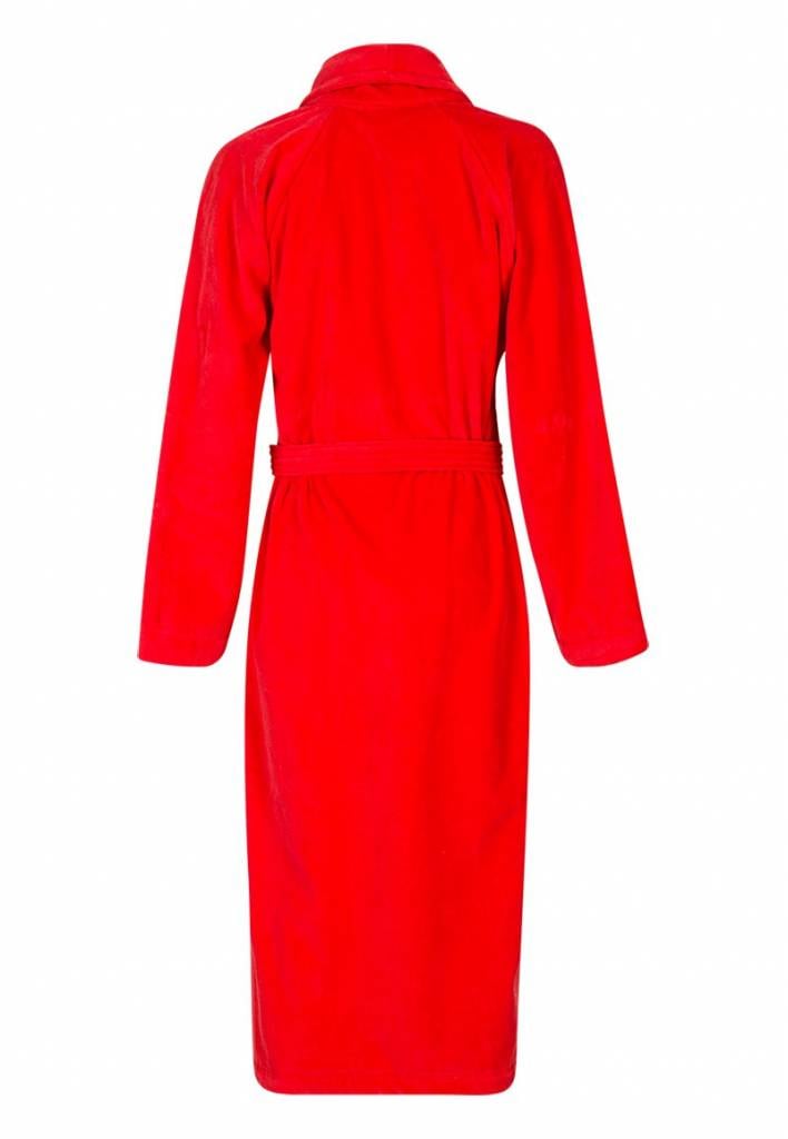 badjas unisex rood katoen met sjaalkraag