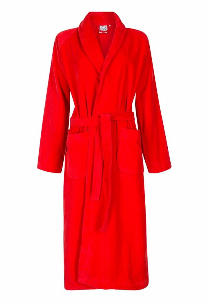 badjas unisex rood katoen met sjaalkraag
