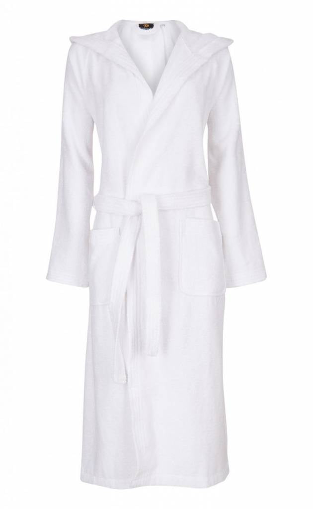 Unisex Badrock badjas wit met capuchon – badstof sauna badjas