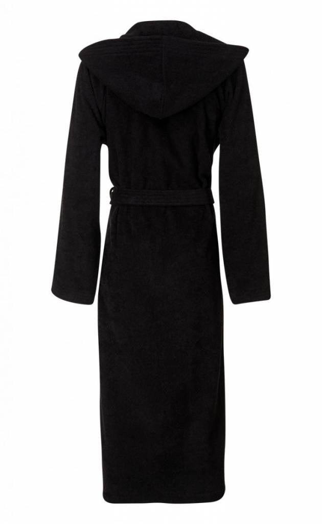 Unisex Badrock badjas zwart met capuchon – badstof sauna badjas