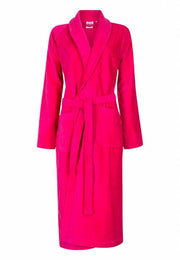 badjas dames fuchsia katoen met sjaalkraag