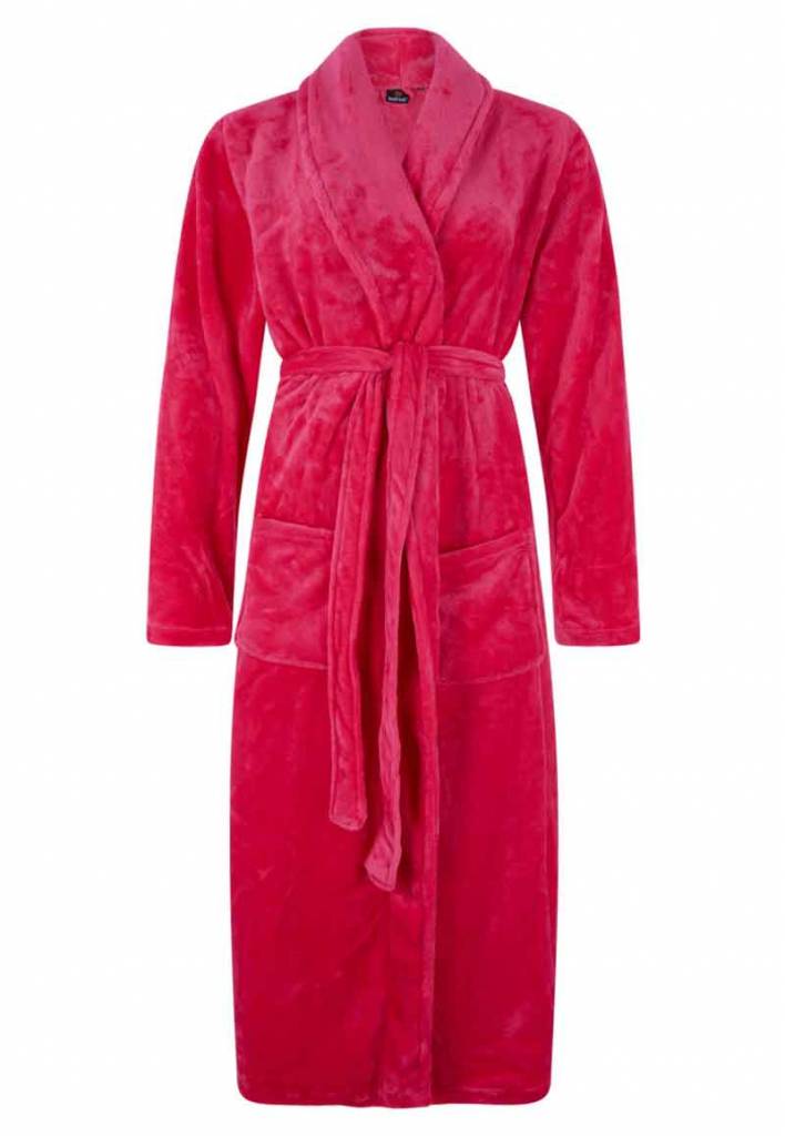 badjas dames fuchsia fleece met sjaalkraag - fleece