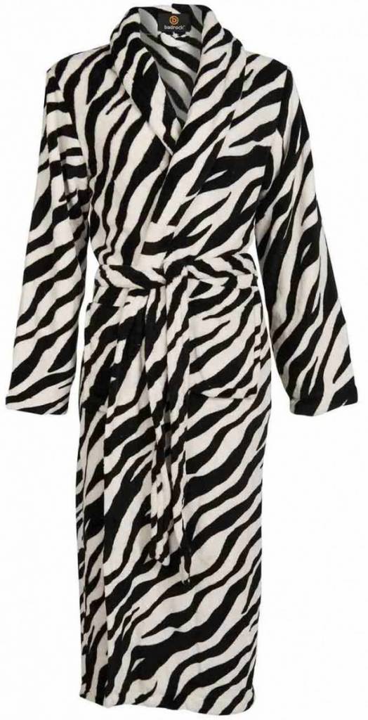 badjas dames Zebra fleece met sjaalkraag