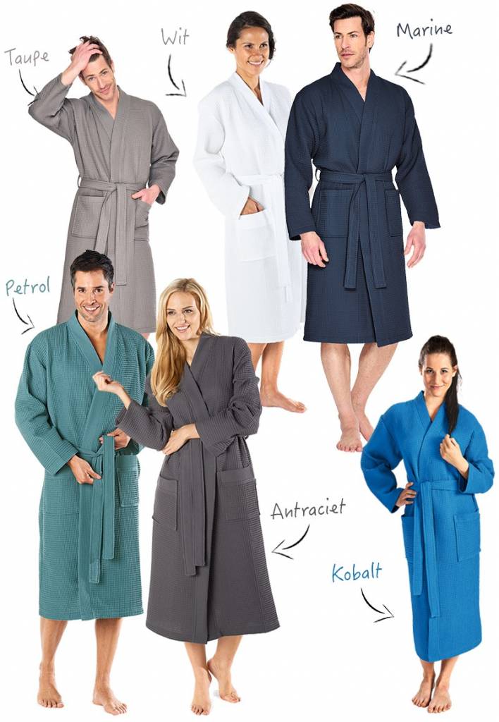 Beige katoenen kimono badjas van Badrock – unisex model
