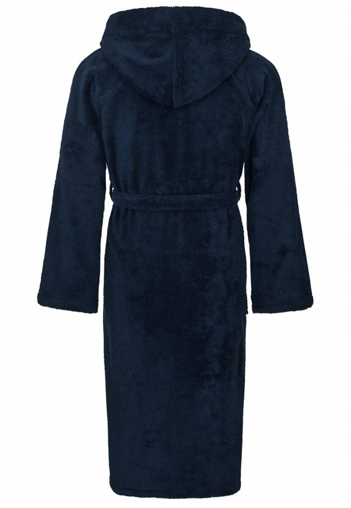 badjas unisex marineblauw katoen met capuchon - grote maten badjas