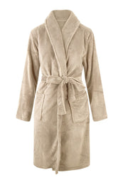 Beige fleece badjas – comfortabel & warm unisex model