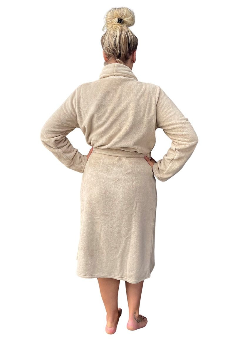 Beige fleece badjas – comfortabel & warm unisex model