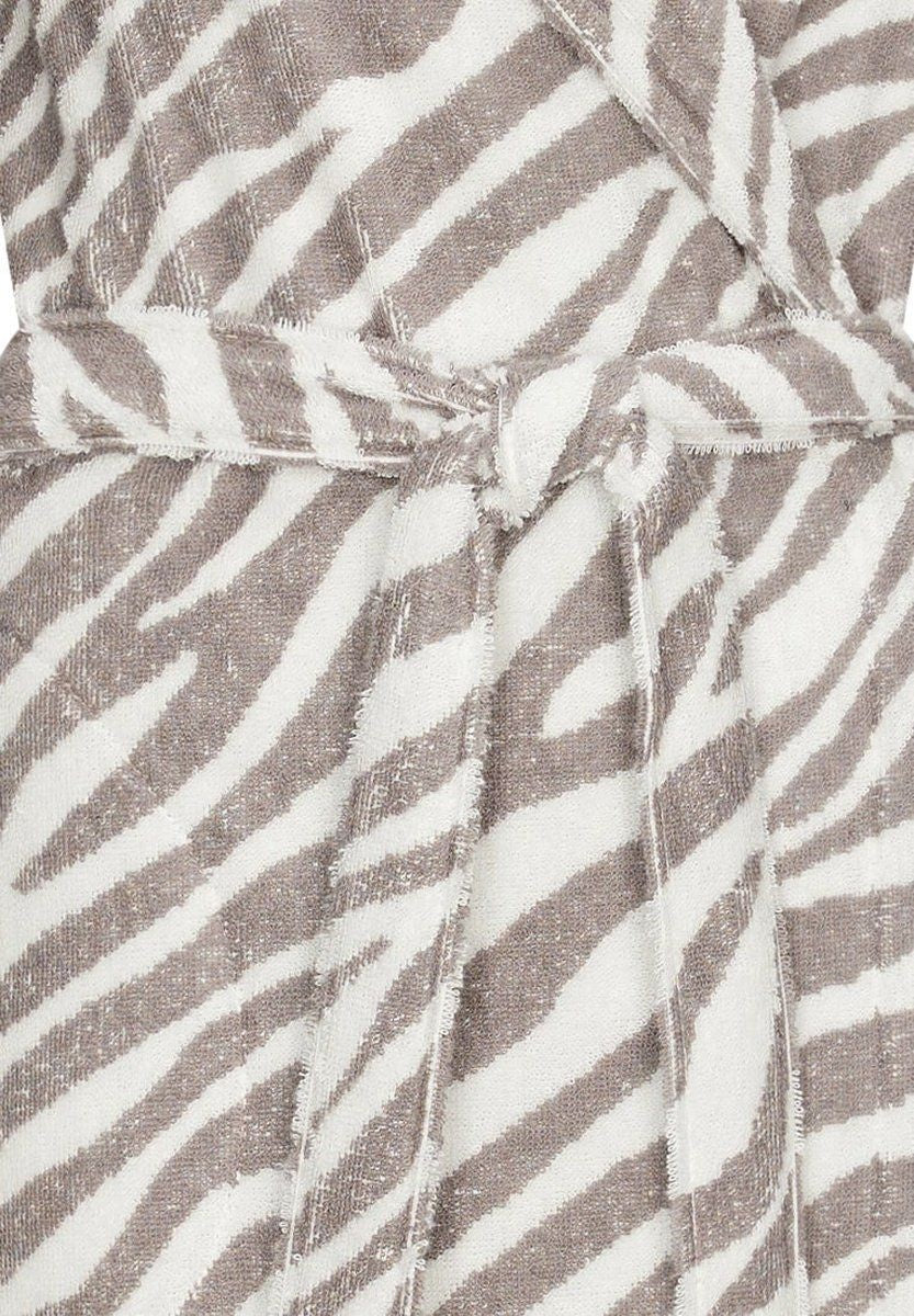 Zebra damesbadjas taupe/zand - badstof katoen