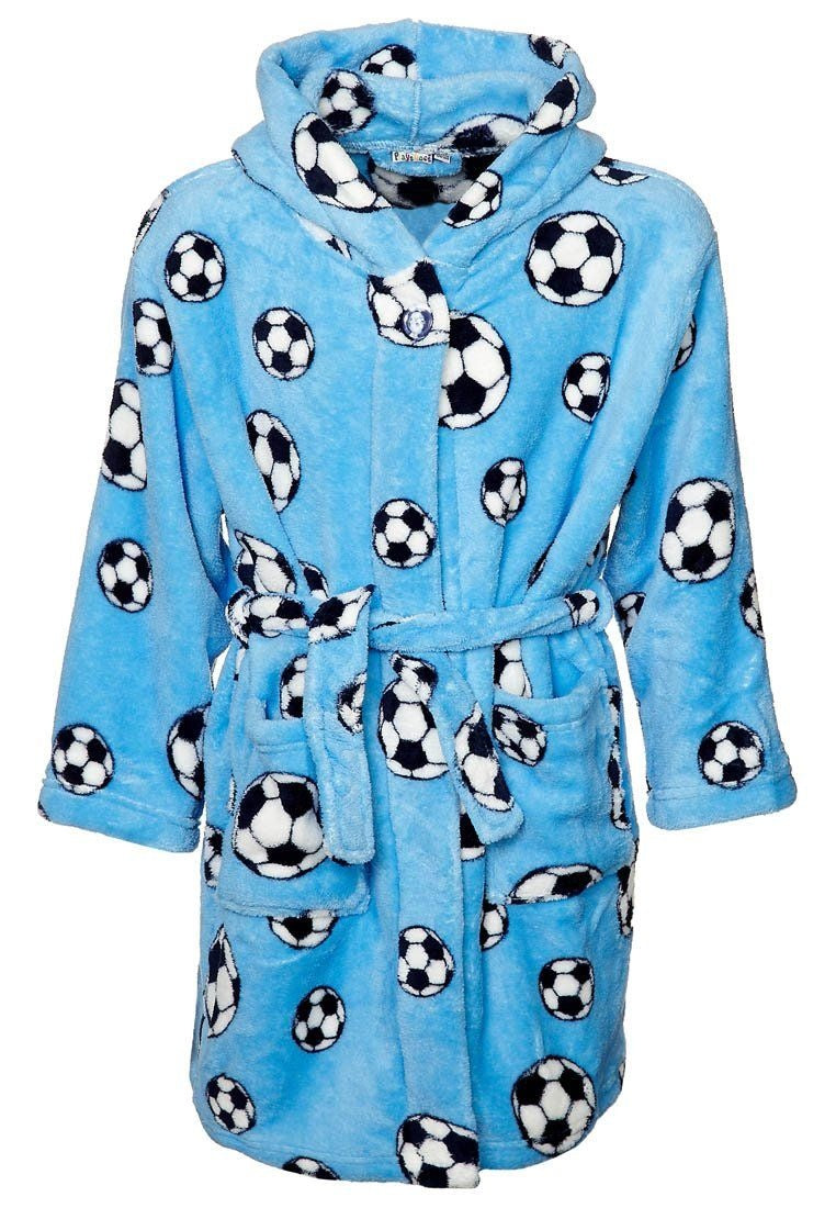 badjas kind Voetbal blauw fleece met capuchon