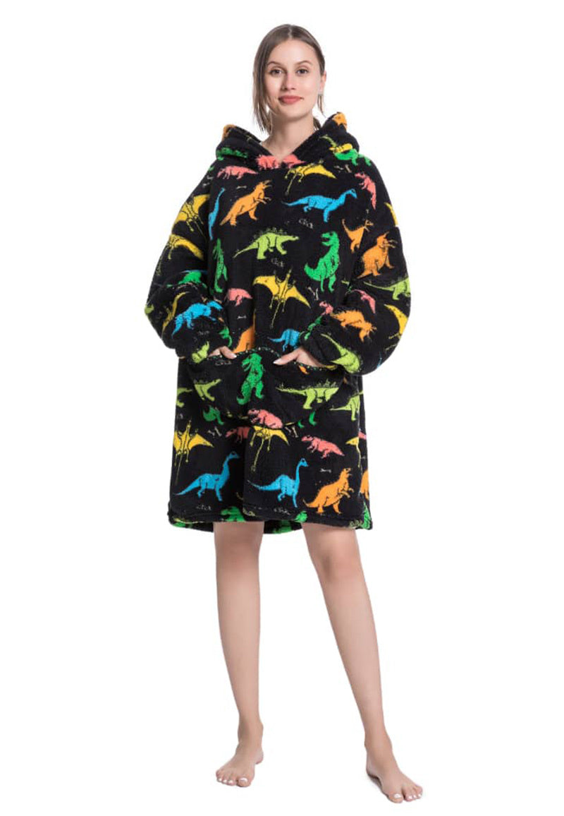 Fleece deken met capuchon - dino's