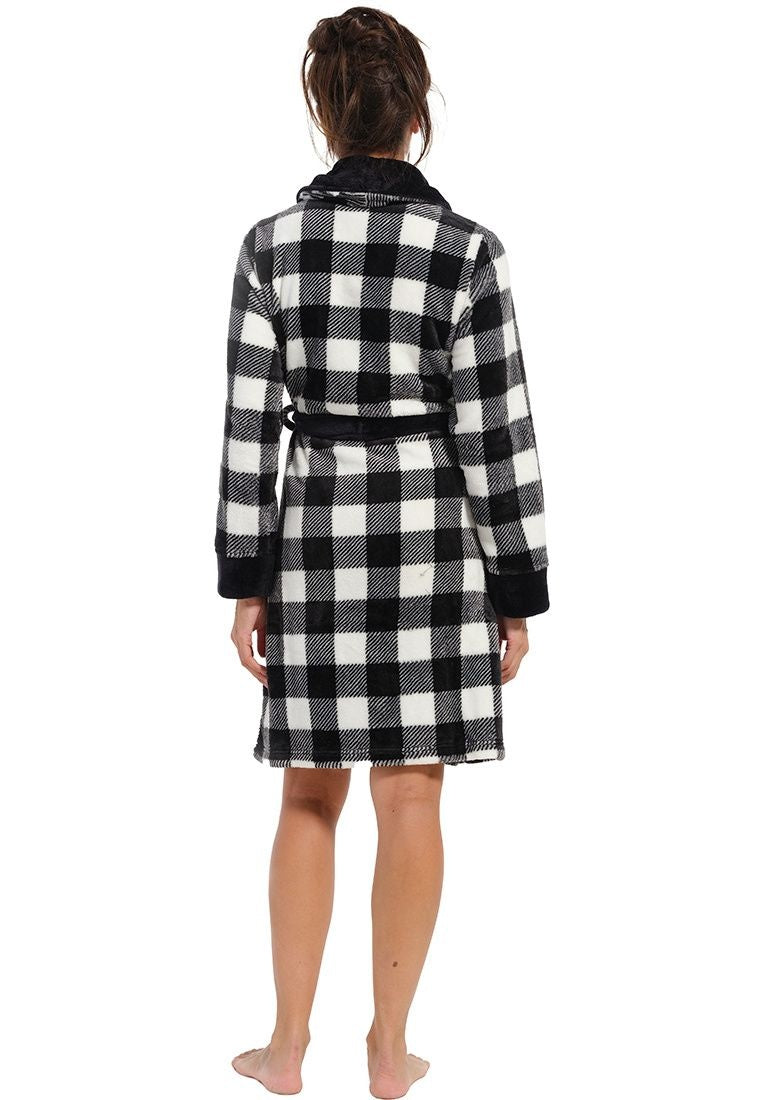 Pastunette damesbadjas ruit - fleece
