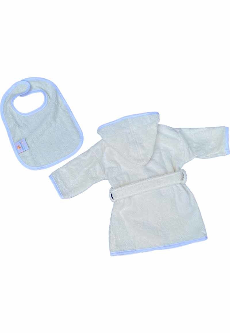 Créme babybadjas badstof katoen met capuchon - GRATIS slabbetje