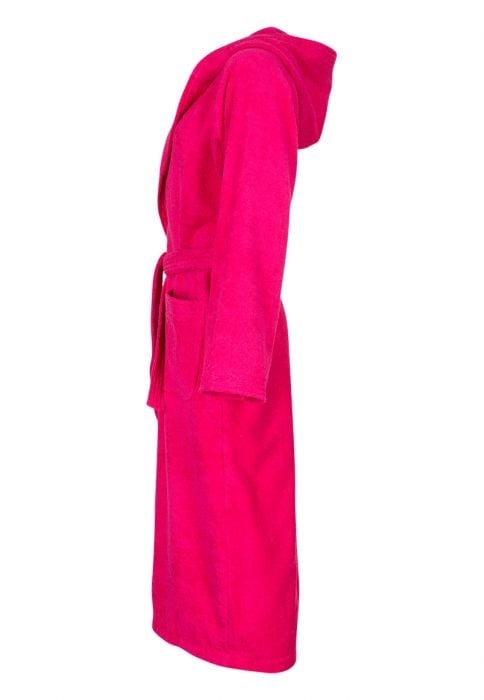 Roze capuchon badjas met naam borduren - badstof katoen