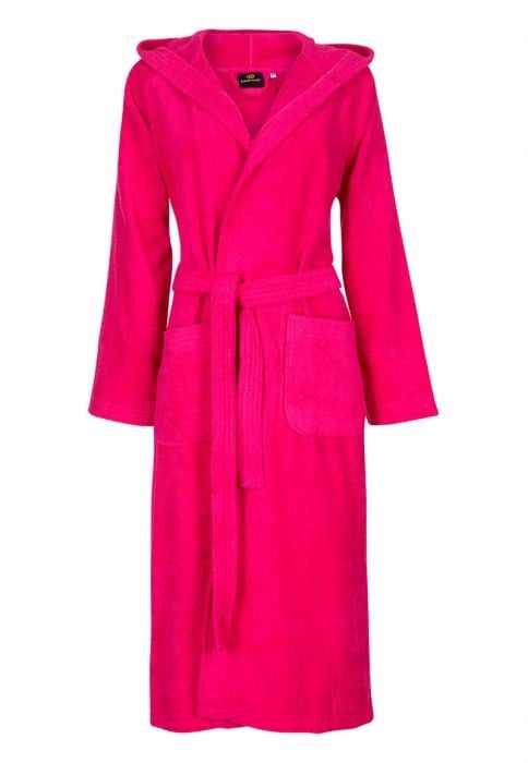 Roze capuchon badjas met naam borduren - badstof katoen