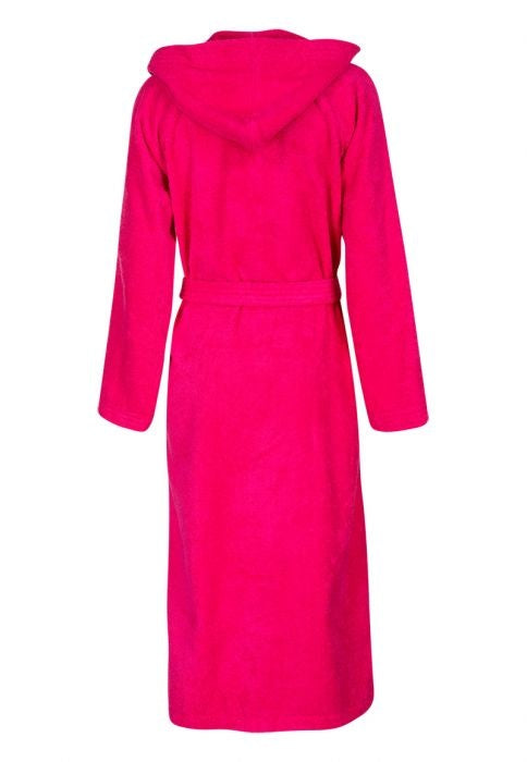 Roze capuchon badjas met naam borduren - badstof katoen