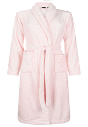 Lichtroze fleece kinderbadjas met naam borduren