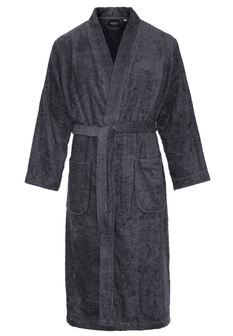 Kimono donkergrijs unisex – badstof katoen