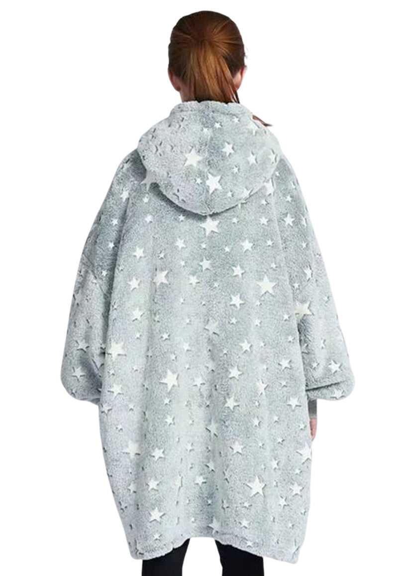 Fleece deken met mouwen & capuchon - kind - Glow in the Dark