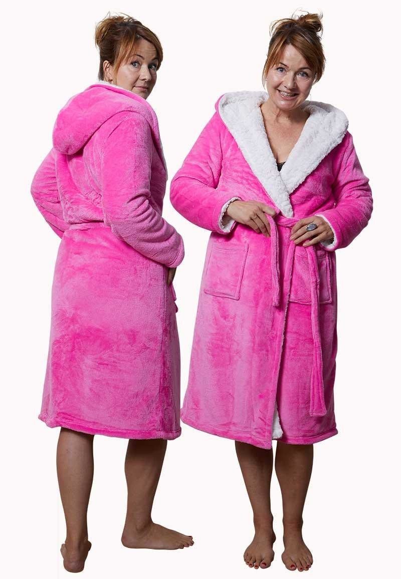 Capcuhon badjas sherpa - roze