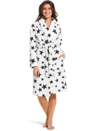 Fleece damesbadjas sterren