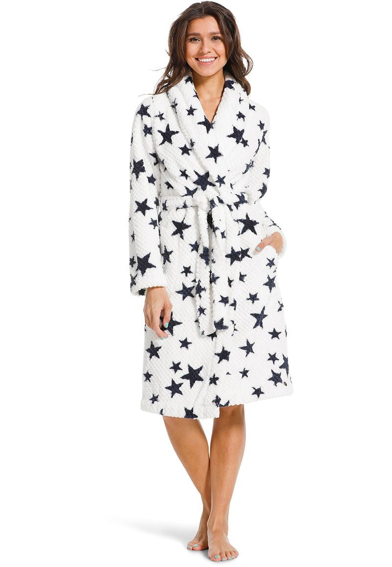 Fleece damesbadjas sterren