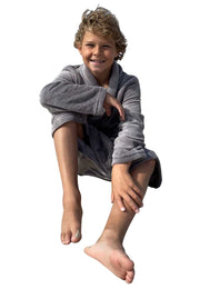 Taupe grijze fleece kinderbadjas met naam borduren