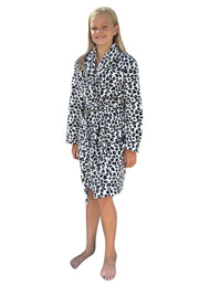 Kinderbadjas luipaard zwart wit - fleece
