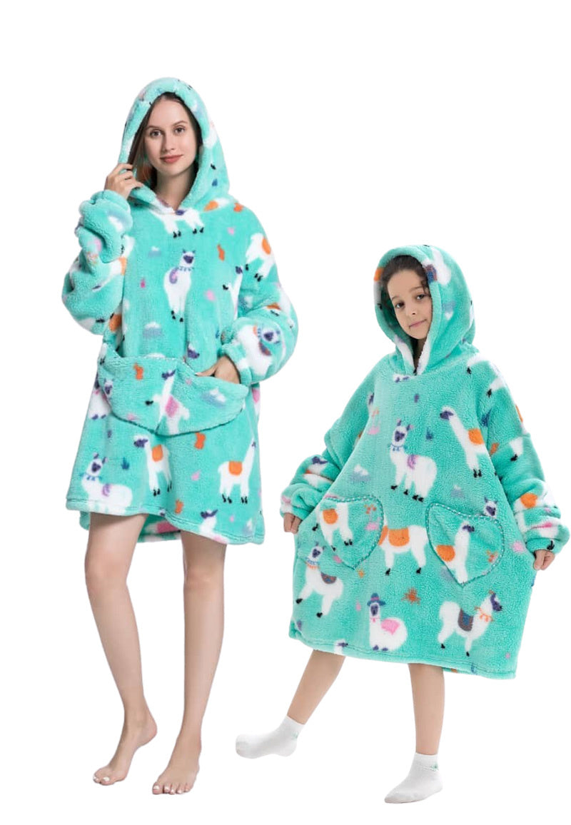 Fleece deken met capuchon - alpaca's