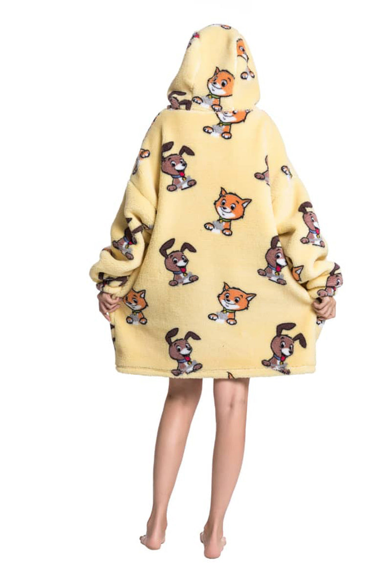 Fleece deken met capuchon - dieren